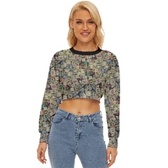 Sticker Collage Motif Pattern Black Backgrond Lightweight Long Sleeve Sweatshirt by dflcprintsclothing