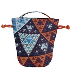 Fractal Triangle Geometric Abstract Pattern Drawstring Bucket Bag by Cemarart