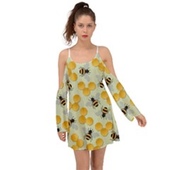 Bees Pattern Honey Bee Bug Honeycomb Honey Beehive Boho Dress by Bedest