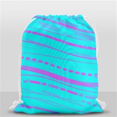Wave Stripe Pattern Design Aqua Drawstring Bag (small) by Ndabl3x
