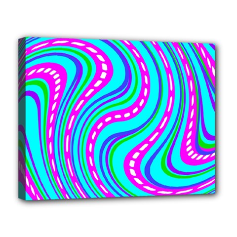 Swirls Pattern Design Bright Aqua Canvas 14  X 11  (stretched) by Ndabl3x