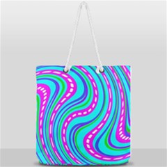 Swirls Pattern Design Bright Aqua Full Print Rope Handle Tote (large) by Ndabl3x