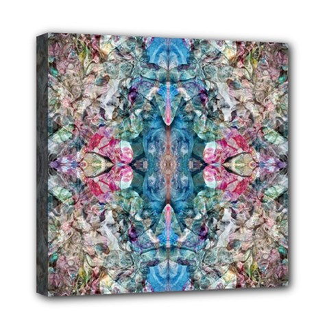 Turquoise Arabesque Mini Canvas 8  X 8  (stretched) by kaleidomarblingart