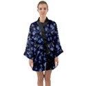 Stylized Floral Intricate Pattern Design Black Backgrond Long Sleeve Satin Kimono View1