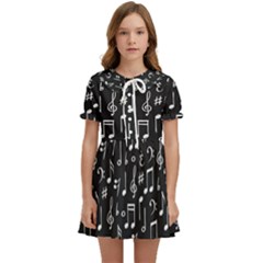 Chalk Music Notes Signs Seamless Pattern Kids  Sweet Collar Dress by Ravend