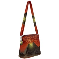 Pyramids Egypt Monument Landmark Sunrise Sunset Egyptian Zipper Messenger Bag by Proyonanggan