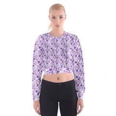 Purple Flowers 001 Cropped Sweatshirt by DinkovaArt