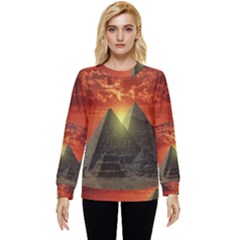 Pyramids Egypt Monument Landmark Sunrise Sunset Egyptian Hidden Pocket Sweatshirt by Proyonanggan