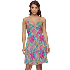 Carm Leaves  V-neck Pocket Summer Dress  by charmflower