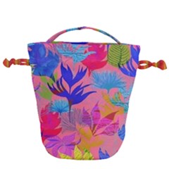 Pink And Blue Floral Drawstring Bucket Bag by Sparkle