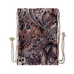 Paisley Print Musical Notes5 Drawstring Bag (small) by RiverRootz