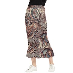 Paisley Print Musical Notes5 Maxi Fishtail Chiffon Skirt by RiverRootz
