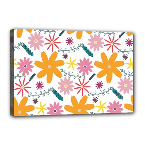 Pattern Background Vintage Floral Canvas 18  X 12  (stretched) by Ndabl3x