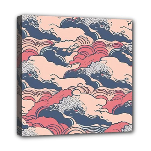 Waves Ocean Sea Water Pattern Rough Seas Digital Art Nature Nautical Mini Canvas 8  X 8  (stretched) by Bedest