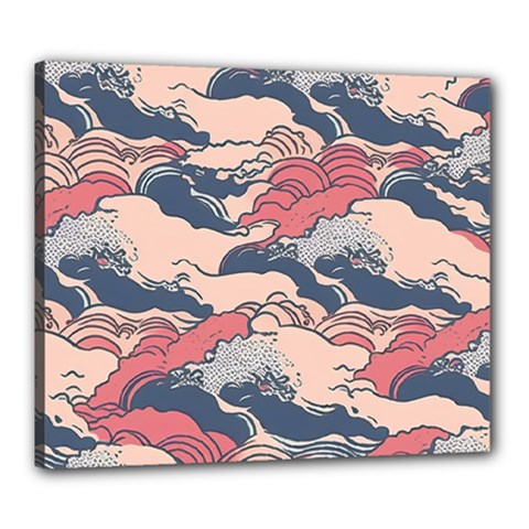 Waves Ocean Sea Water Pattern Rough Seas Digital Art Nature Nautical Canvas 24  X 20  (stretched) by Bedest