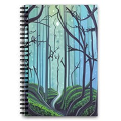 Nature Outdoors Night Trees Scene Forest Woods Light Moonlight Wilderness Stars 5 5  X 8 5  Notebook by Grandong