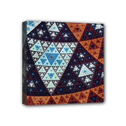 Fractal Triangle Geometric Abstract Pattern Mini Canvas 4  X 4  (stretched) by Cemarart
