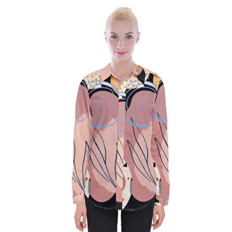 Abstract Boho Bohemian Style Retro Vintage Womens Long Sleeve Shirt by Proyonanggan
