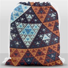 Fractal Triangle Geometric Abstract Pattern Drawstring Bag (large) by Cemarart
