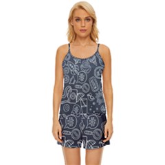 Internet Planet Drink Computer Satin Pajama Short Set by Proyonanggan