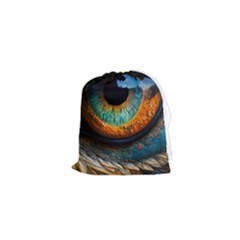 Eye Bird Feathers Vibrant Drawstring Pouch (xs) by Hannah976