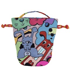Graffiti Monster Street Theme Drawstring Bucket Bag by Bedest