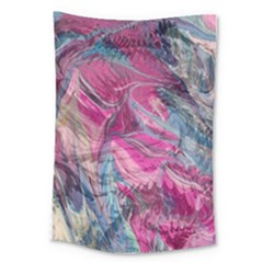 Fuchsia Waves Large Tapestry by kaleidomarblingart