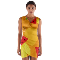 Watermelon Flower Wrap Front Bodycon Dress by Bedest