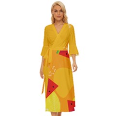 Watermelon Flower Midsummer Wrap Dress by Bedest