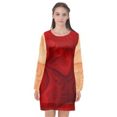 Lachs Kl Rotweissschwarz Kl Long Sleeve Chiffon Shift Dress  by 2607694c