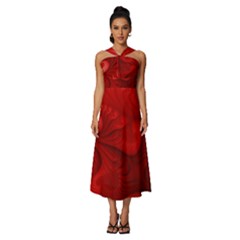 Lachs Kl Rotweissschwarz Kl Sleeveless Cross Front Cocktail Midi Chiffon Dress by 2607694c