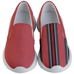 Rosa Grau Streifen Kids Lightweight Slip Ons by 2607694c