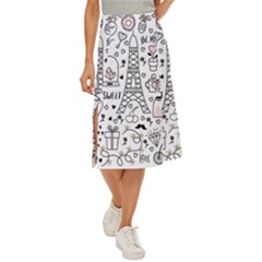 Big Collection With Hand Drawn Objects Valentines Day Midi Panel Skirt by Bedest