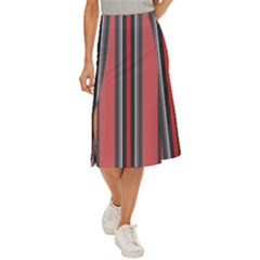 Dunkelrot4 Rosa Grau Streifen Dunkelrot3 Midi Panel Skirt by 2607694c