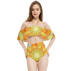 Sunshine-sunny-sun-abstract-yellow - Halter Flowy Bikini Set  by Ravend