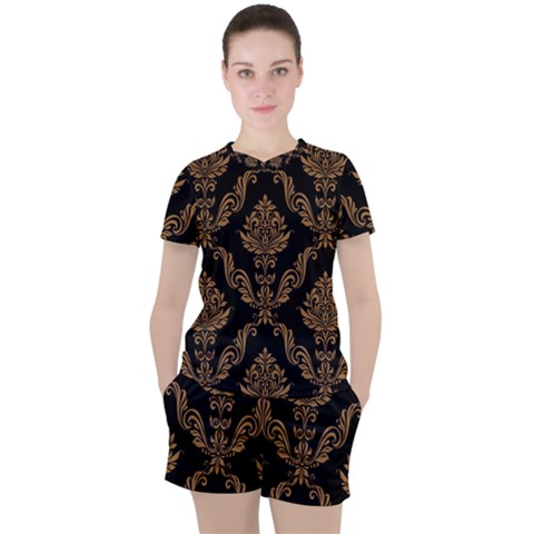 Vintage-pattern Women s T-shirt And Shorts Set by Ket1n9