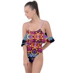 Pink Florales Muster Drape Piece Swimsuit by 2607694c