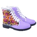 pink florales muster Women s High-Top Canvas Sneakers View3