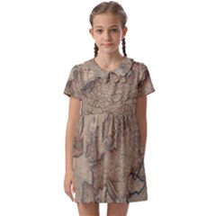 Old Vintage Classic Map Of Europe Kids  Asymmetric Collar Dress by Paksenen