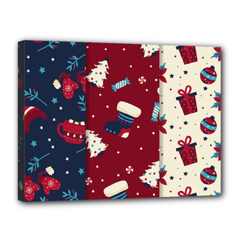 Flat Design Christmas Pattern Collection Art Canvas 16  X 12  (stretched) by Ket1n9