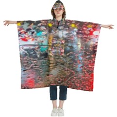 Water Droplets Women s Hooded Rain Ponchos by Azkajaya