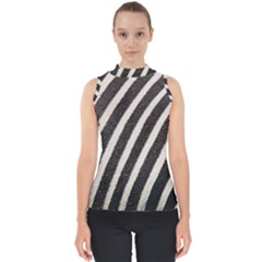 Zebra Zebra Pattern Zebra Fur Zebra Print Strip Mock Neck Shell Top by Azkajaya