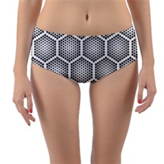 Halftone Tech Hexagons Seamless Pattern Reversible Mid-waist Bikini Bottoms by Ket1n9