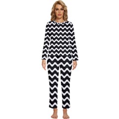 Wave-black White Womens  Long Sleeve Lightweight Pajamas Set by kyorashop23