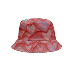 Love Hearts Valentine Red Symbol Inside Out Bucket Hat (kids) by Paksenen