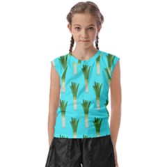 Leek Pattern 9 Kids  Raglan Cap Sleeve T-shirt by CocoBellKidsTV24