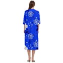 Blooming Seamless Pattern Blue Colors Women s Cotton 3/4 Sleeve Nightgown View4