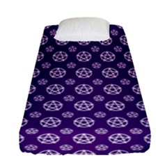 White Pentacle And Purple Pattern Fitted Sheet (single Size) by cheekywitch