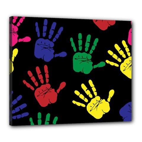 Handprints Hand Print Colourful Canvas 24  X 20  (stretched) by Apen