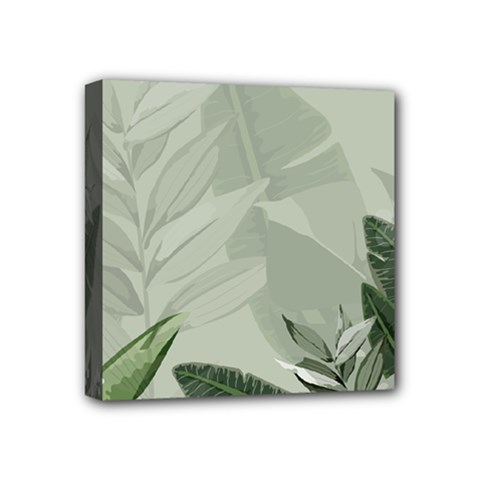 Banana Leaf Plant Pattern Mini Canvas 4  X 4  (stretched) by anzea
